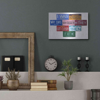 Luxe Metal Art 'Wright Cars Got Bigger' by Gregory Constantine, Metal Wall Art,16x12