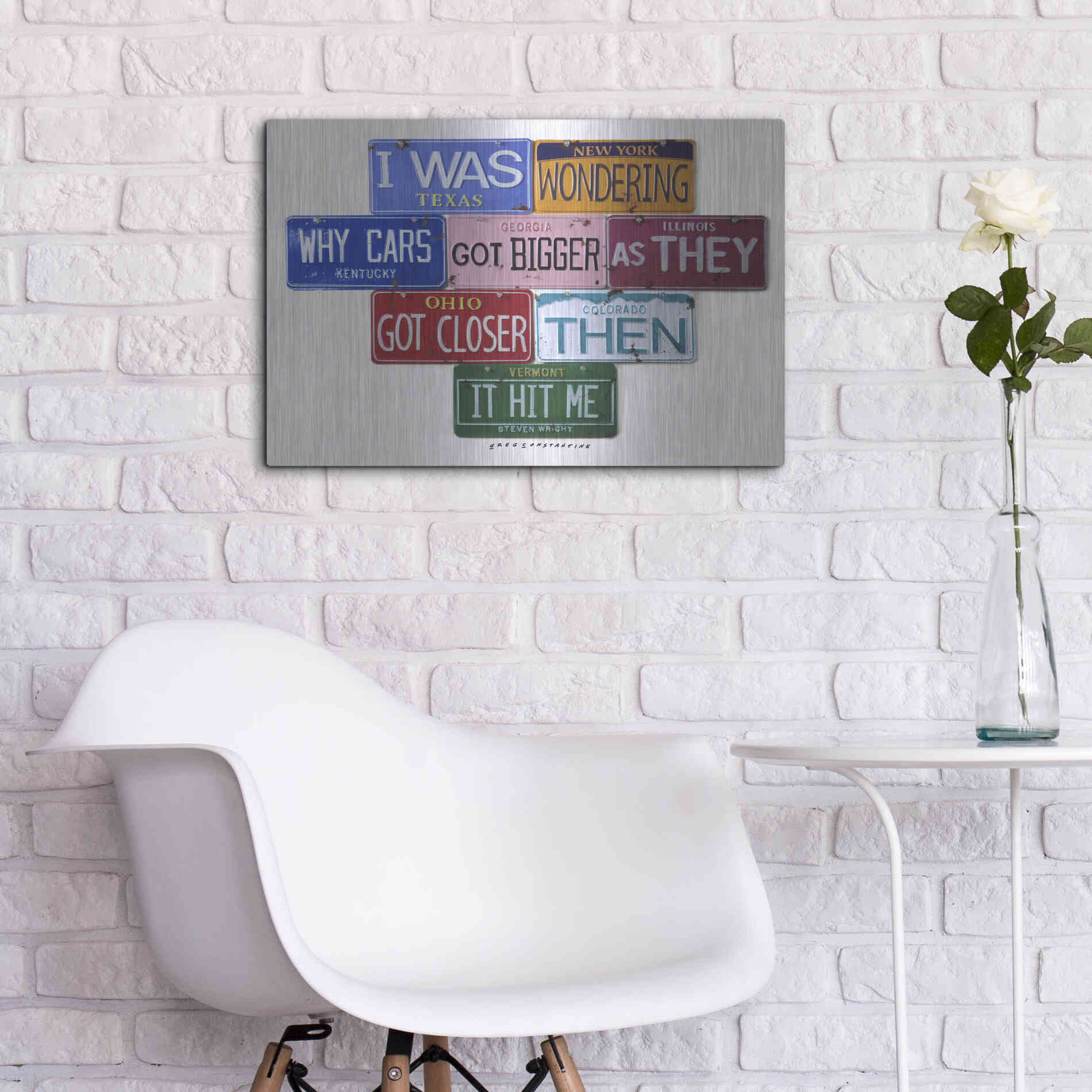 Luxe Metal Art 'Wright Cars Got Bigger' by Gregory Constantine, Metal Wall Art,24x16