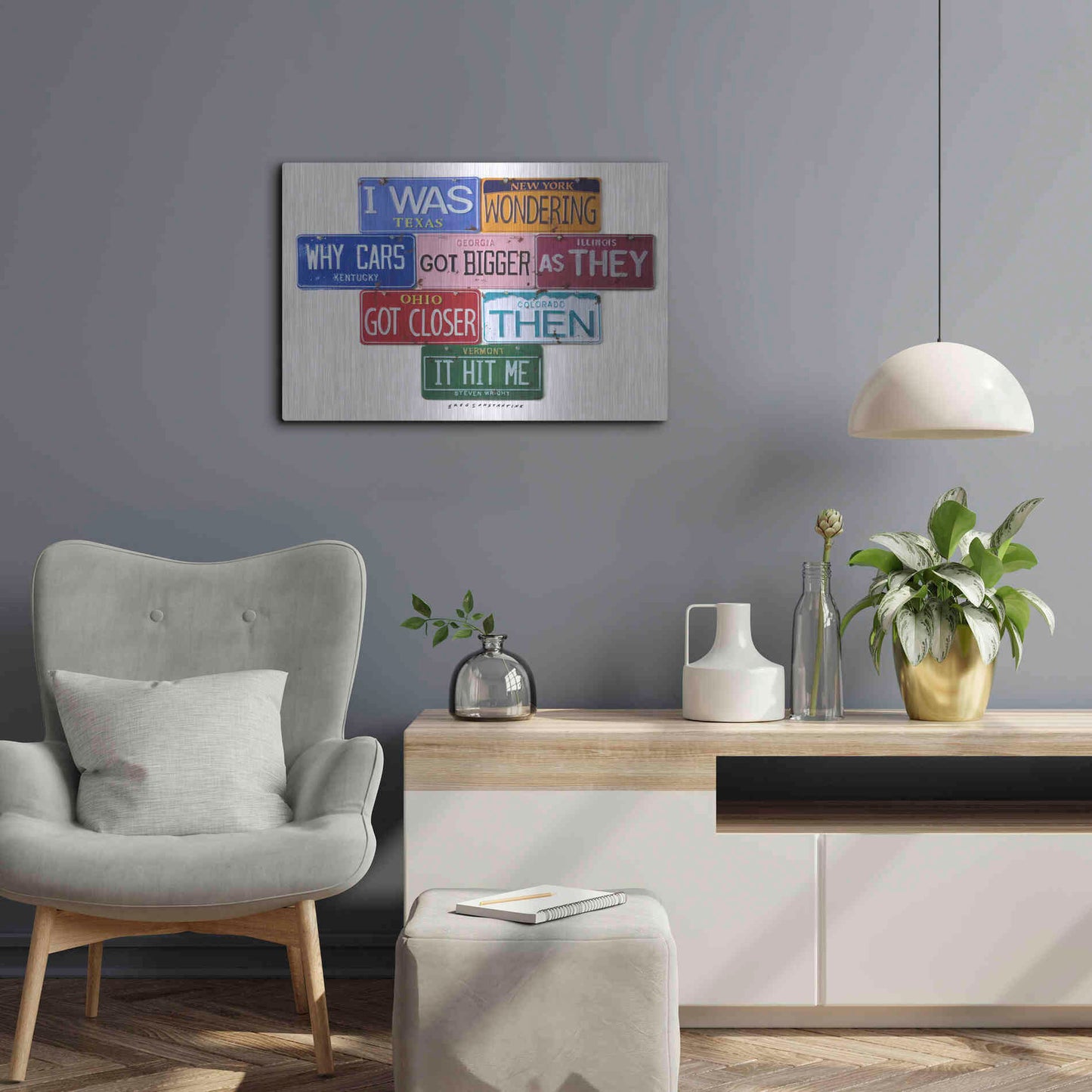 Luxe Metal Art 'Wright Cars Got Bigger' by Gregory Constantine, Metal Wall Art,24x16