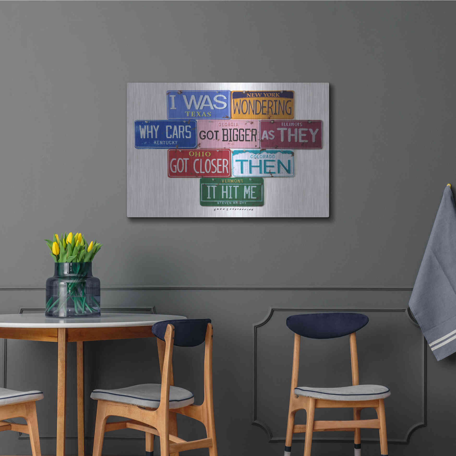 Luxe Metal Art 'Wright Cars Got Bigger' by Gregory Constantine, Metal Wall Art,36x24