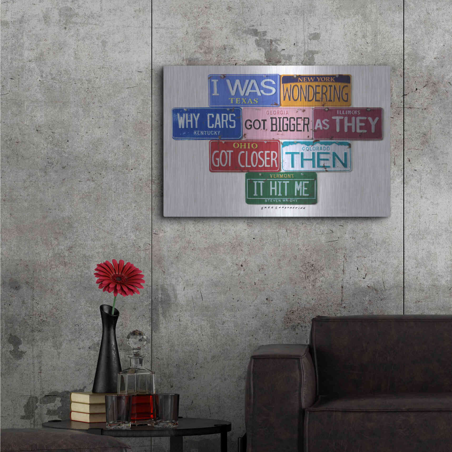 Luxe Metal Art 'Wright Cars Got Bigger' by Gregory Constantine, Metal Wall Art,36x24