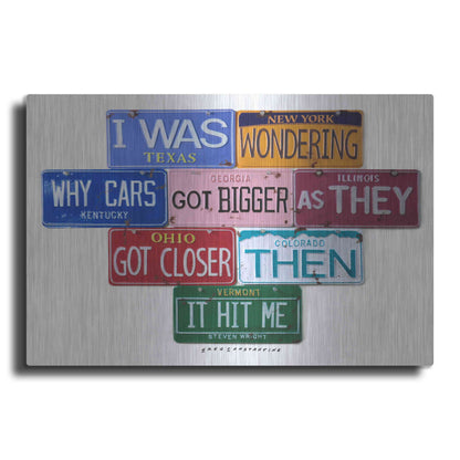 Luxe Metal Art 'Wright Cars Got Bigger' by Gregory Constantine, Metal Wall Art