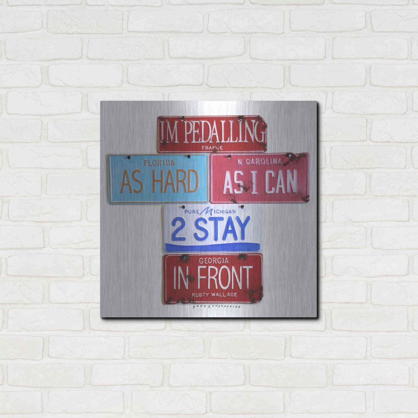 Luxe Metal Art 'Wallace Pedalling' by Gregory Constantine, Metal Wall Art,24x24