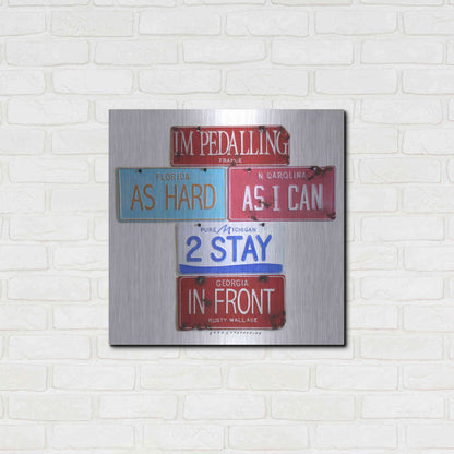 Luxe Metal Art 'Wallace Pedalling' by Gregory Constantine, Metal Wall Art,24x24