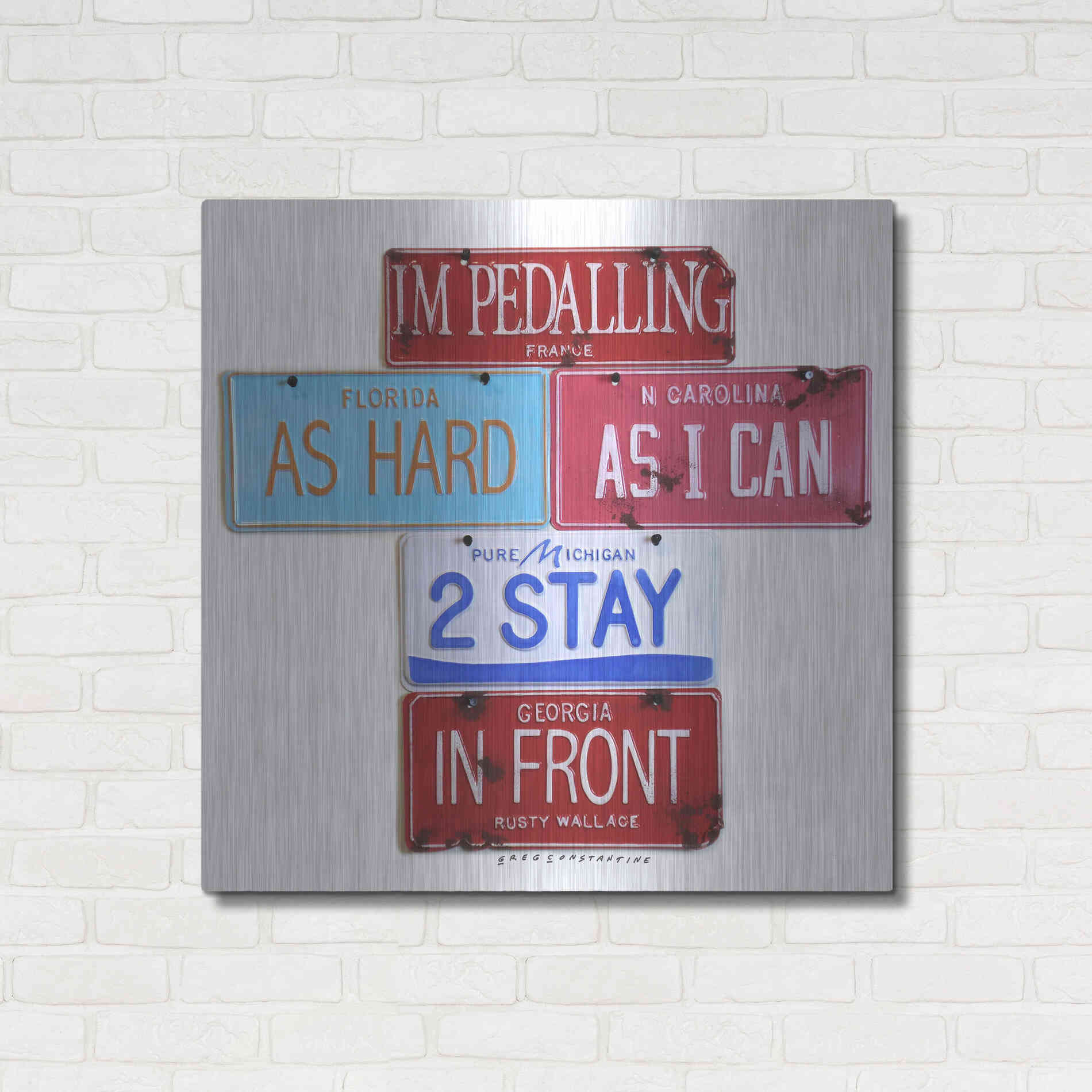 Luxe Metal Art 'Wallace Pedalling' by Gregory Constantine, Metal Wall Art,36x36