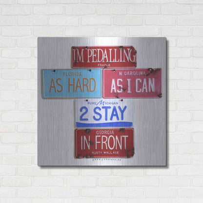 Luxe Metal Art 'Wallace Pedalling' by Gregory Constantine, Metal Wall Art,36x36