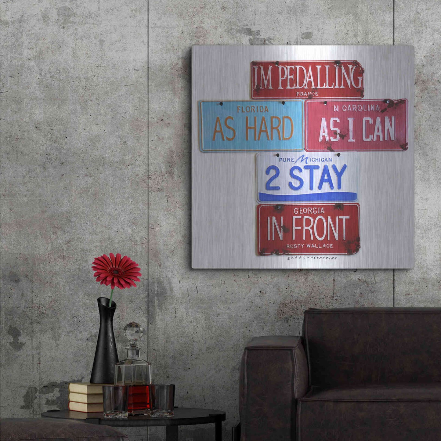 Luxe Metal Art 'Wallace Pedalling' by Gregory Constantine, Metal Wall Art,36x36