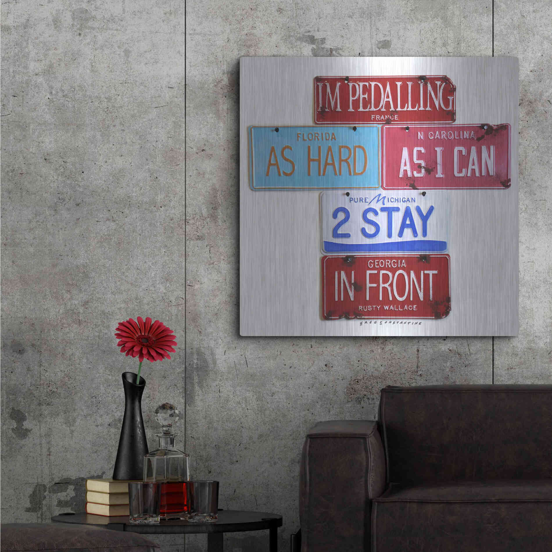 Luxe Metal Art 'Wallace Pedalling' by Gregory Constantine, Metal Wall Art,36x36