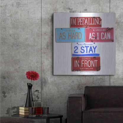 Luxe Metal Art 'Wallace Pedalling' by Gregory Constantine, Metal Wall Art,36x36