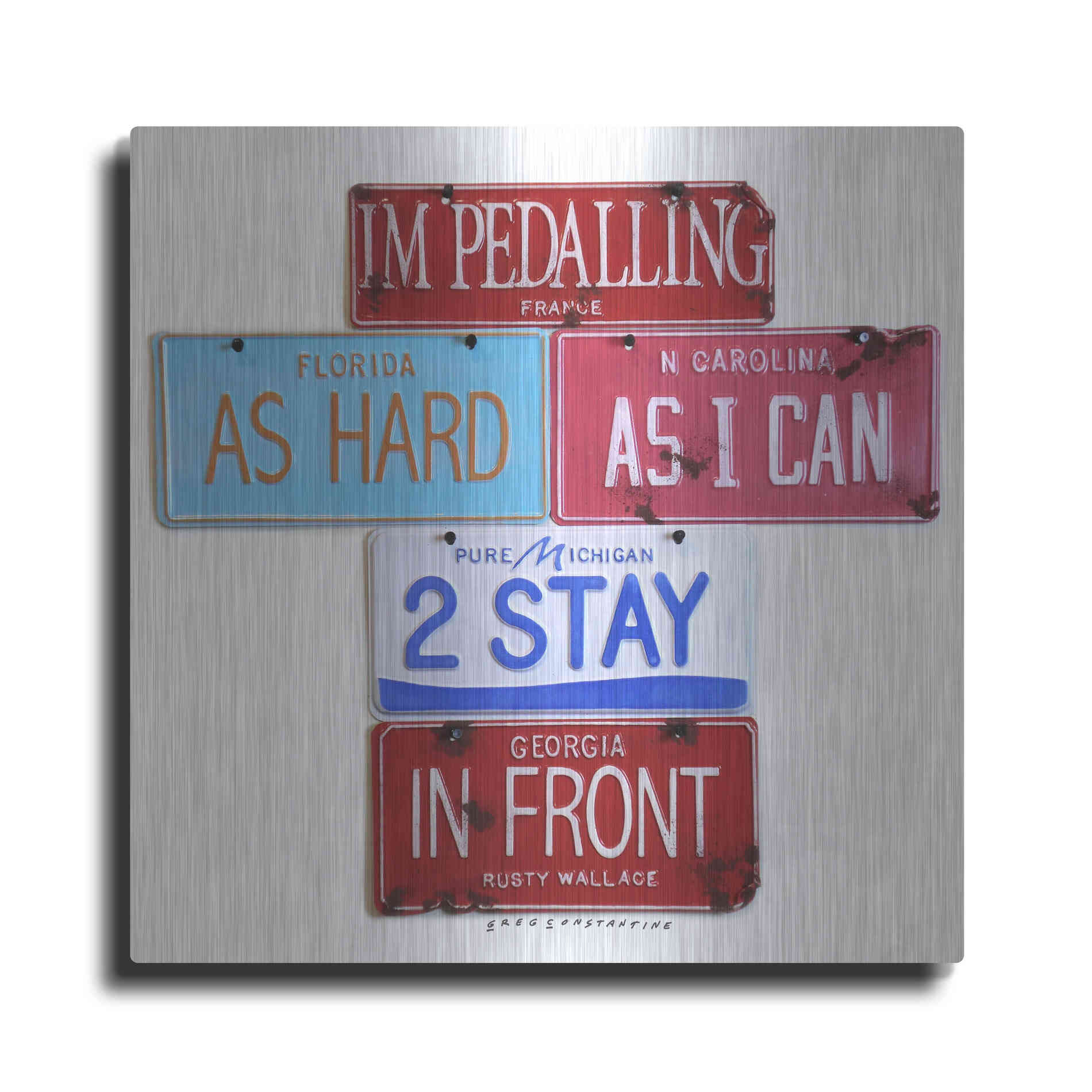 Luxe Metal Art 'Wallace Pedalling' by Gregory Constantine, Metal Wall Art