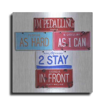 Luxe Metal Art 'Wallace Pedalling' by Gregory Constantine, Metal Wall Art