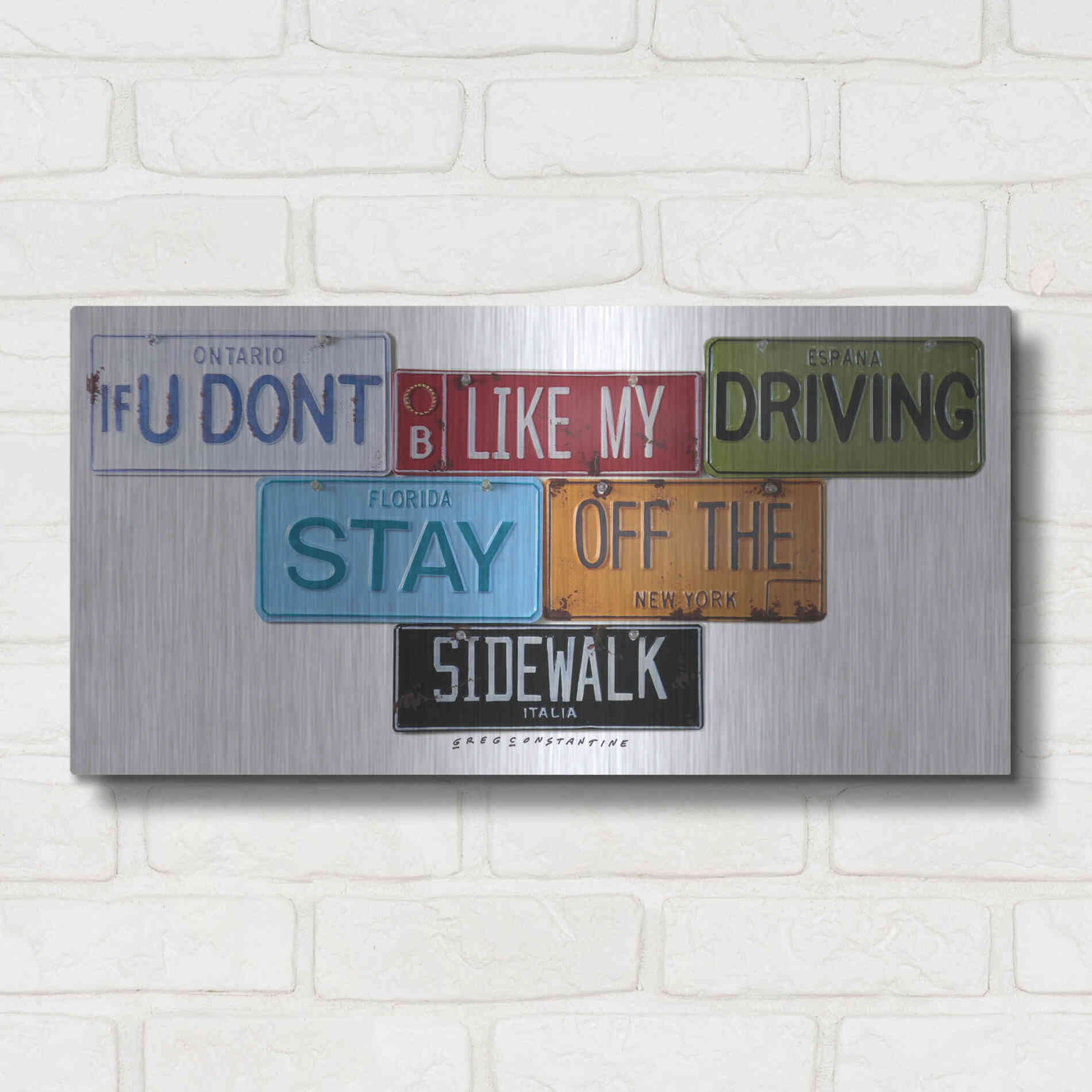 Luxe Metal Art 'Stay Off The Sidewalk' by Gregory Constantine, Metal Wall Art,24x12