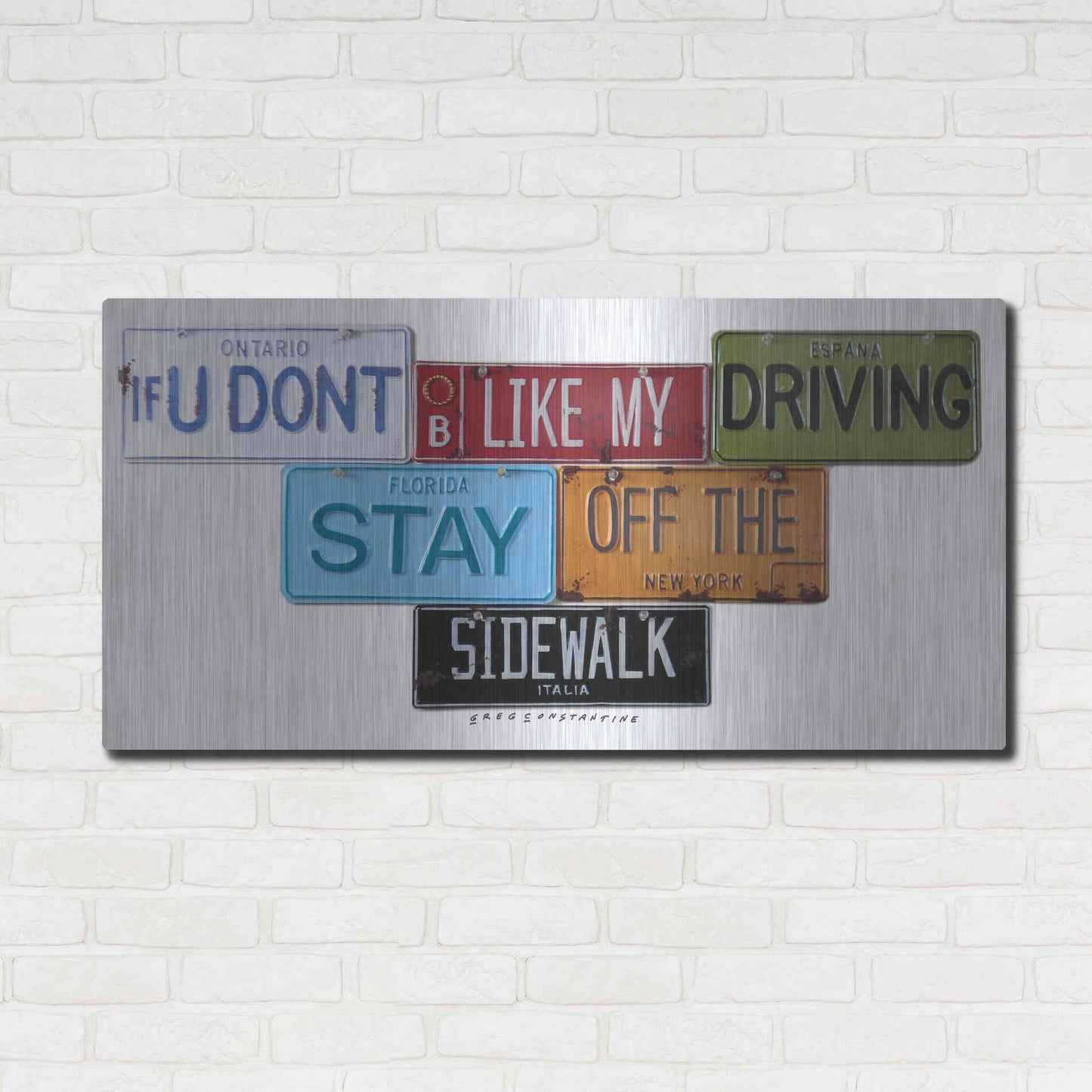 Luxe Metal Art 'Stay Off The Sidewalk' by Gregory Constantine, Metal Wall Art,48x24