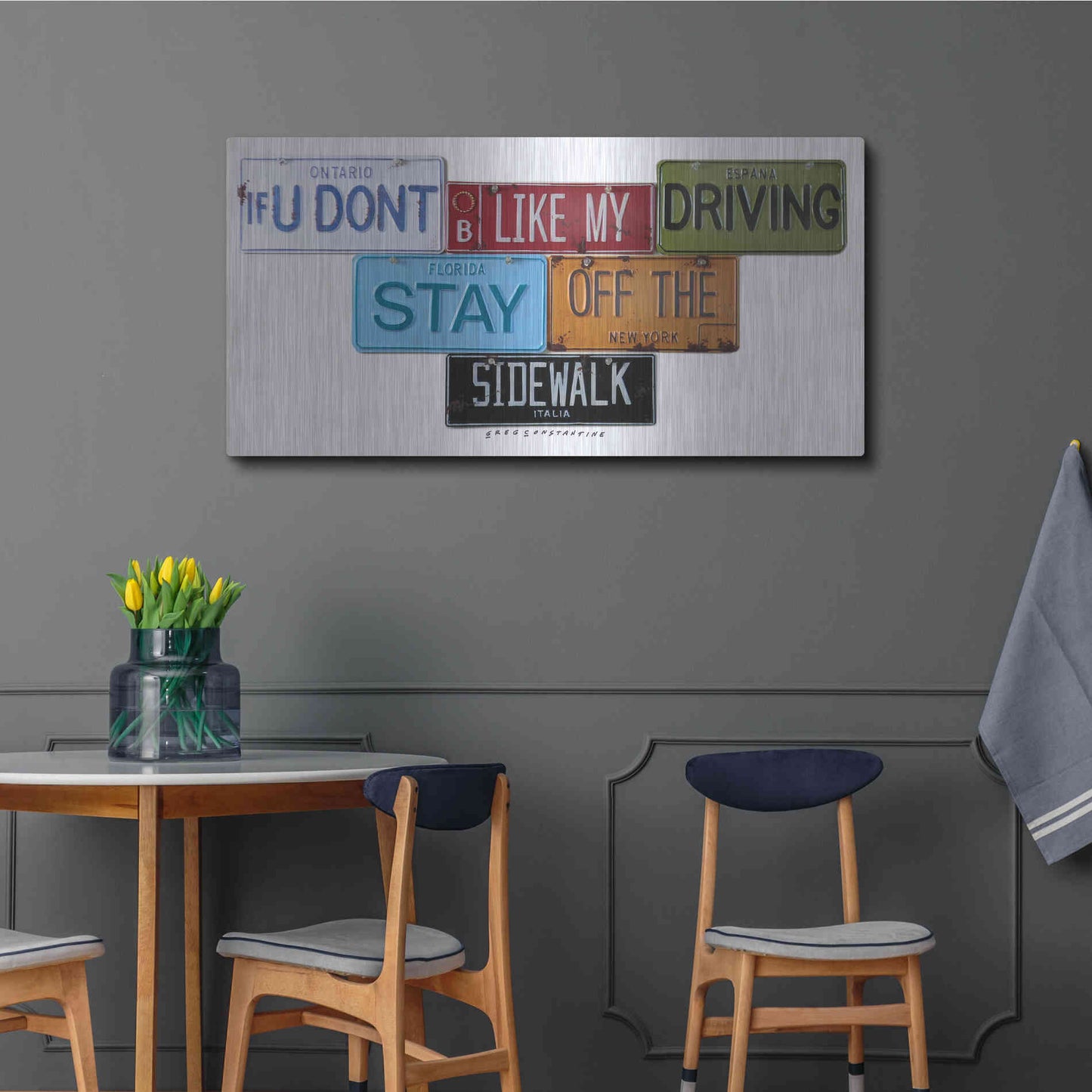 Luxe Metal Art 'Stay Off The Sidewalk' by Gregory Constantine, Metal Wall Art,48x24