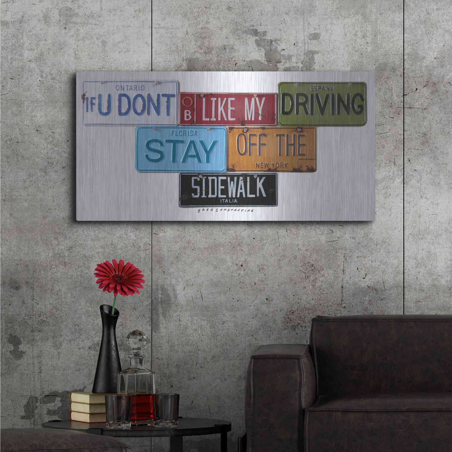 Luxe Metal Art 'Stay Off The Sidewalk' by Gregory Constantine, Metal Wall Art,48x24