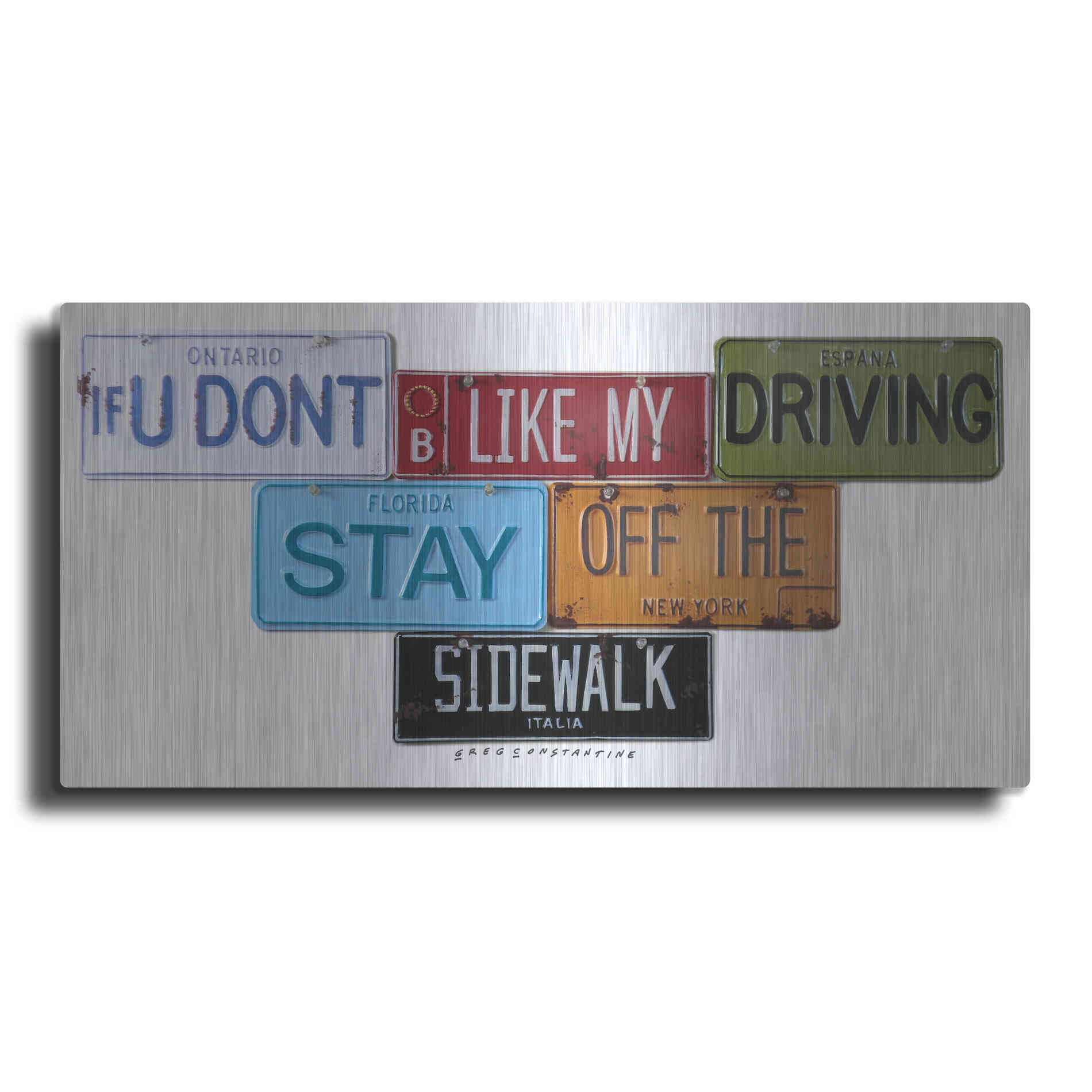 Luxe Metal Art 'Stay Off The Sidewalk' by Gregory Constantine, Metal Wall Art