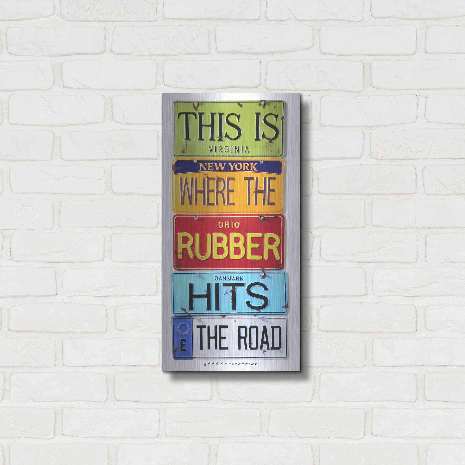 Luxe Metal Art 'Rubber Hits The Road' by Gregory Constantine, Metal Wall Art,12x24