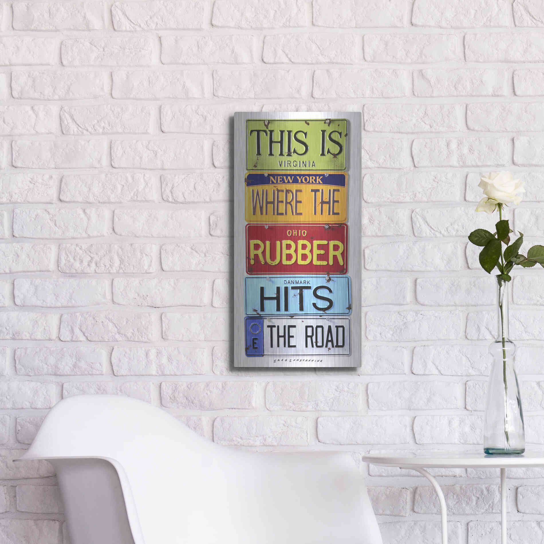 Luxe Metal Art 'Rubber Hits The Road' by Gregory Constantine, Metal Wall Art,12x24