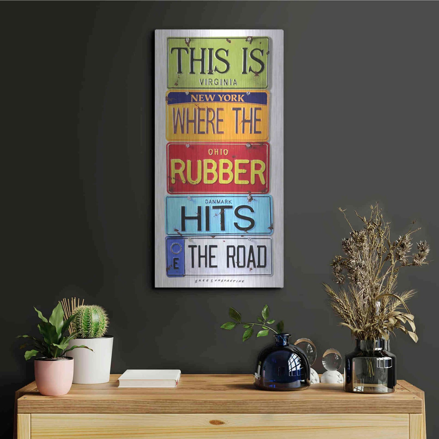 Luxe Metal Art 'Rubber Hits The Road' by Gregory Constantine, Metal Wall Art,12x24