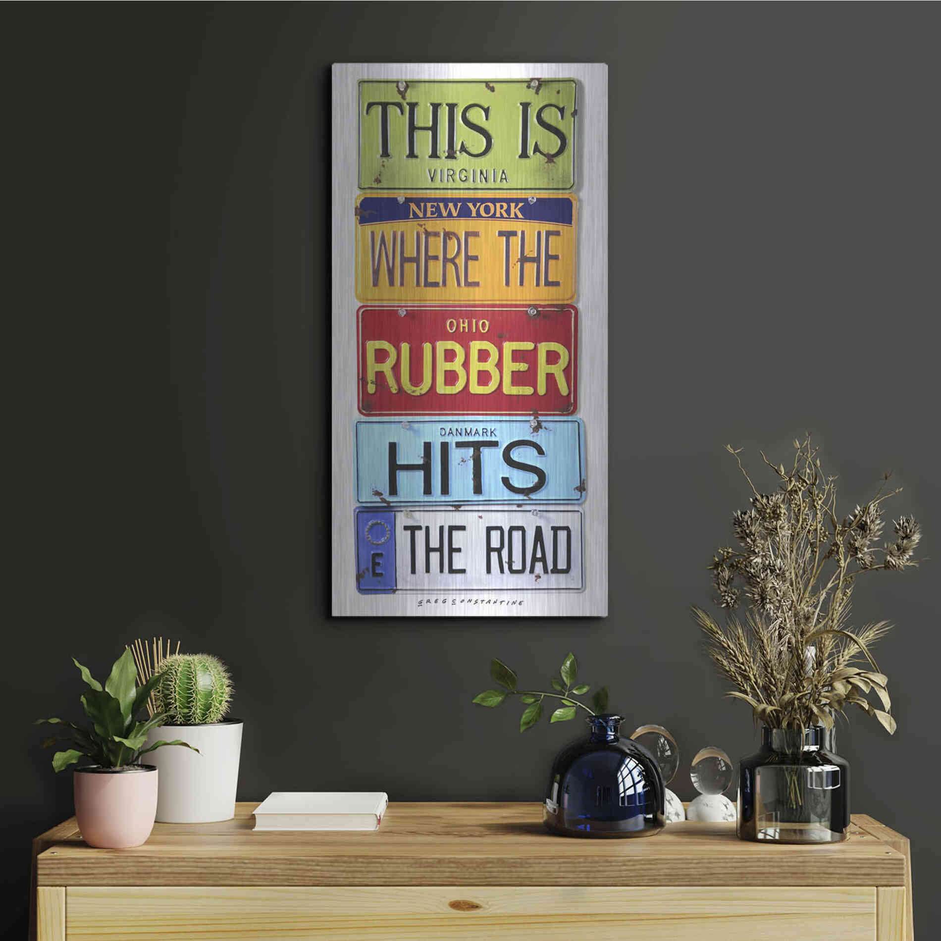 Luxe Metal Art 'Rubber Hits The Road' by Gregory Constantine, Metal Wall Art,12x24