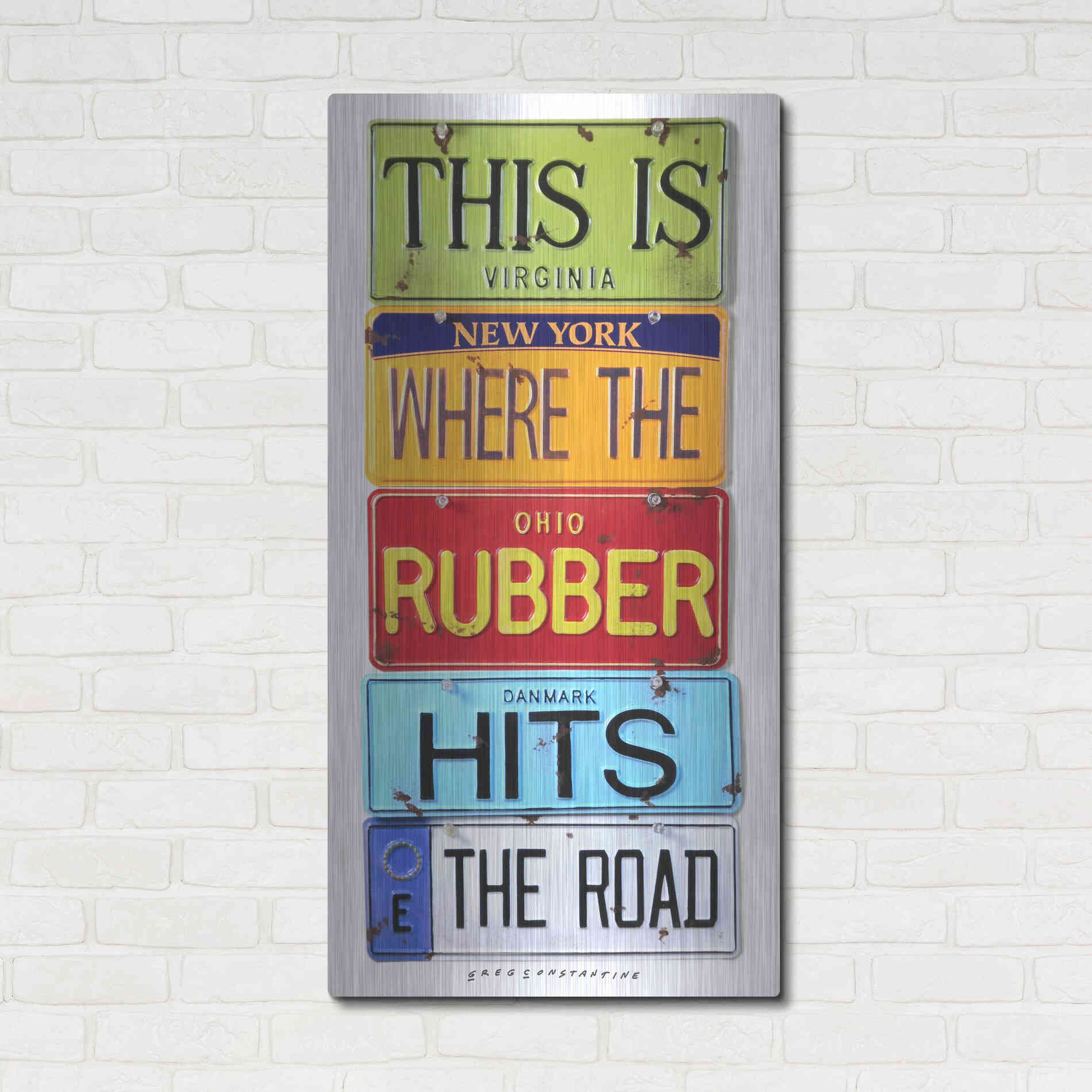 Luxe Metal Art 'Rubber Hits The Road' by Gregory Constantine, Metal Wall Art,24x48