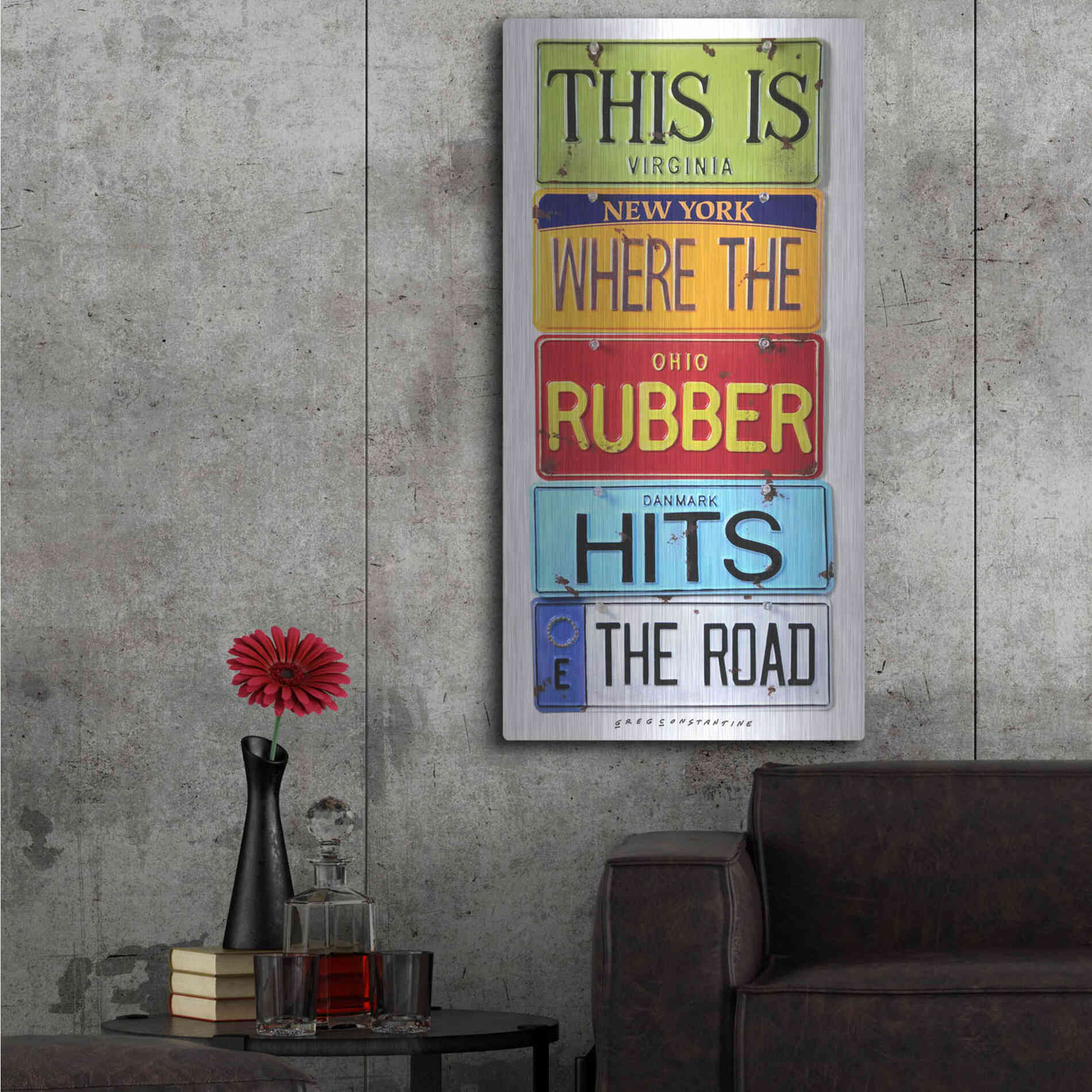 Luxe Metal Art 'Rubber Hits The Road' by Gregory Constantine, Metal Wall Art,24x48