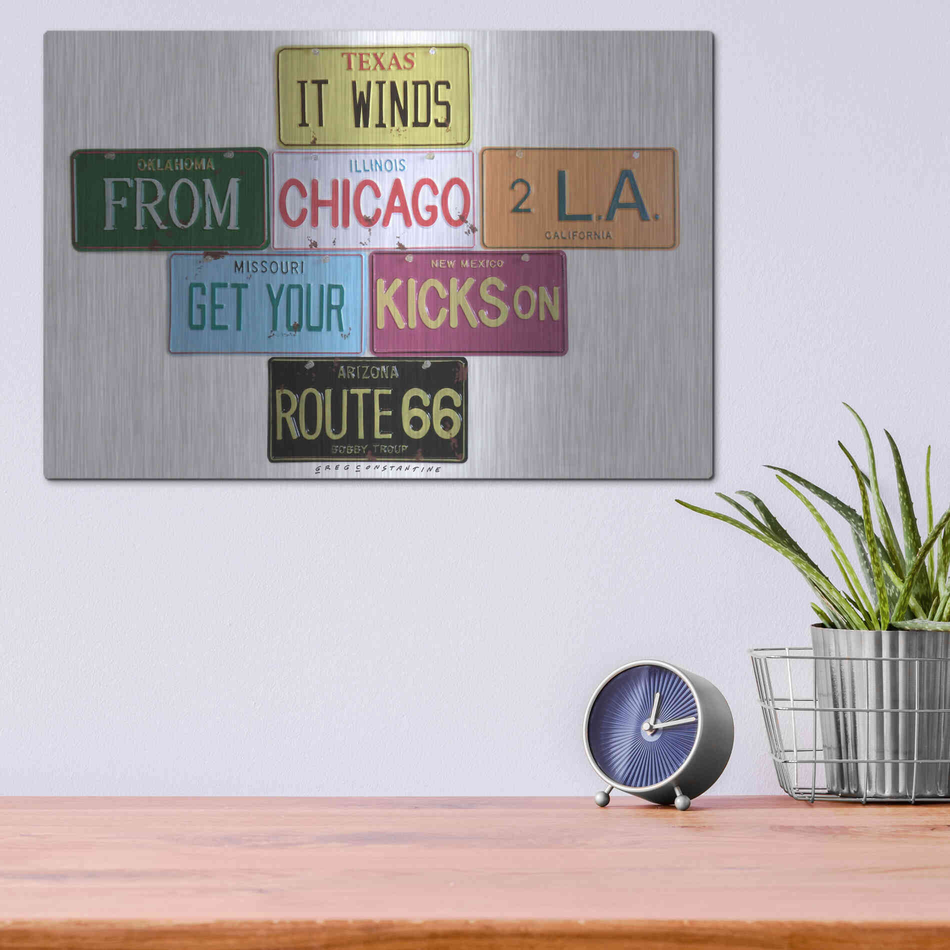 Luxe Metal Art 'Route 66' by Gregory Constantine, Metal Wall Art,16x12