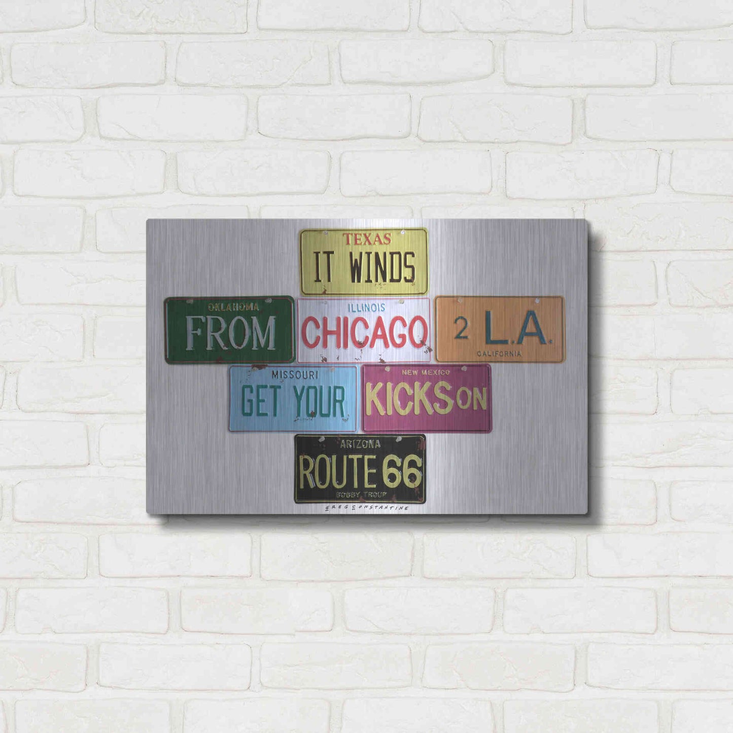 Luxe Metal Art 'Route 66' by Gregory Constantine, Metal Wall Art,24x16