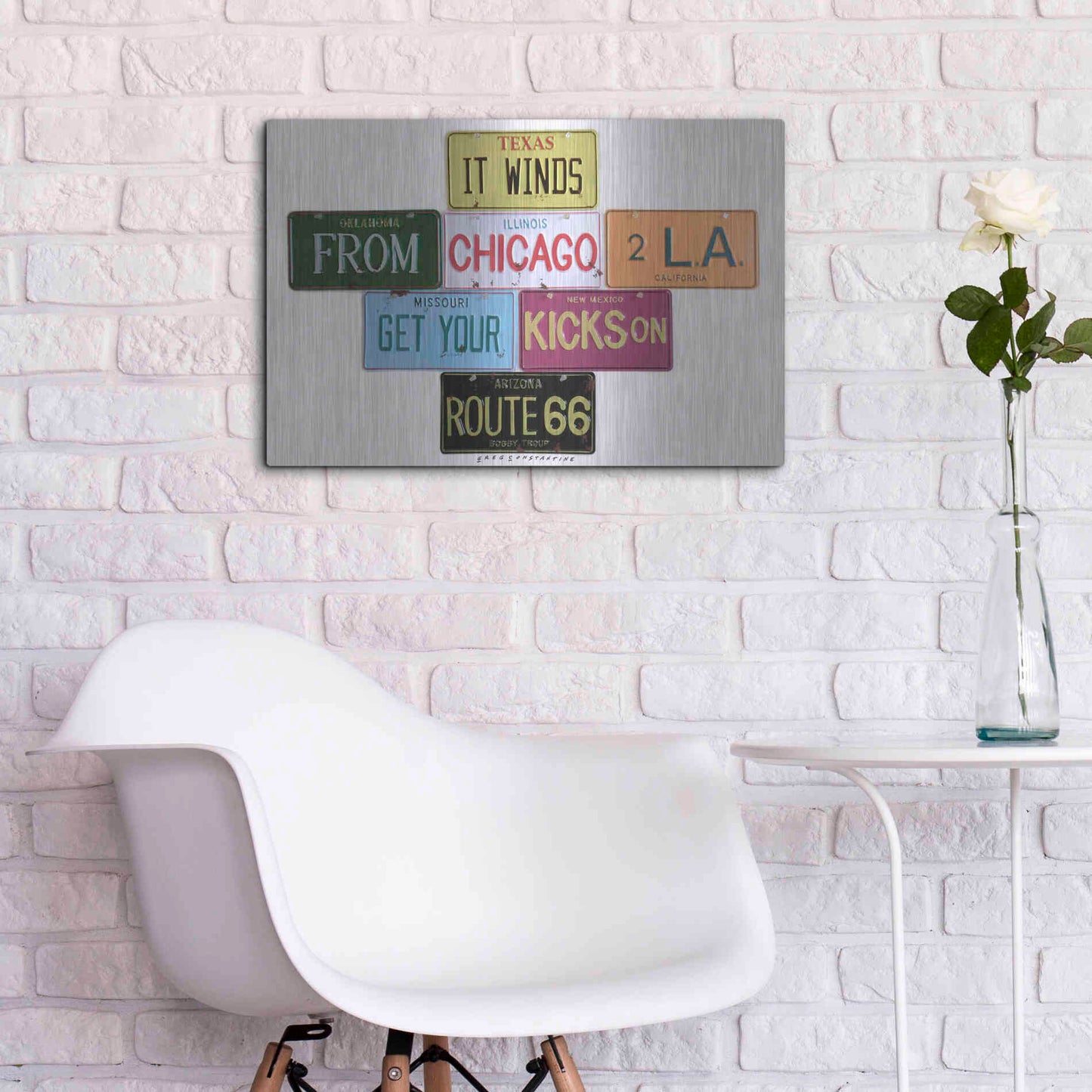 Luxe Metal Art 'Route 66' by Gregory Constantine, Metal Wall Art,24x16