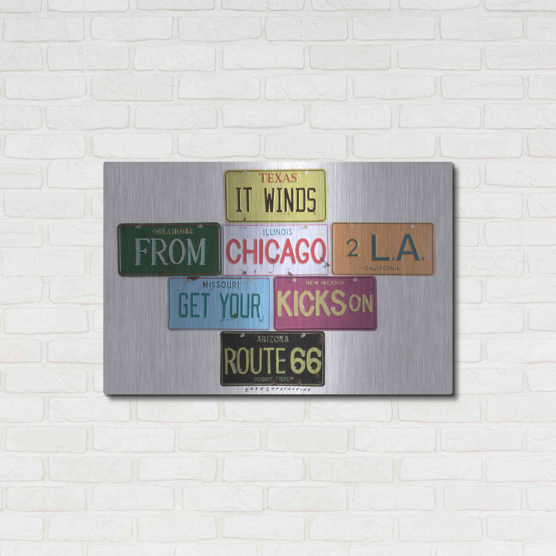 Luxe Metal Art 'Route 66' by Gregory Constantine, Metal Wall Art,36x24