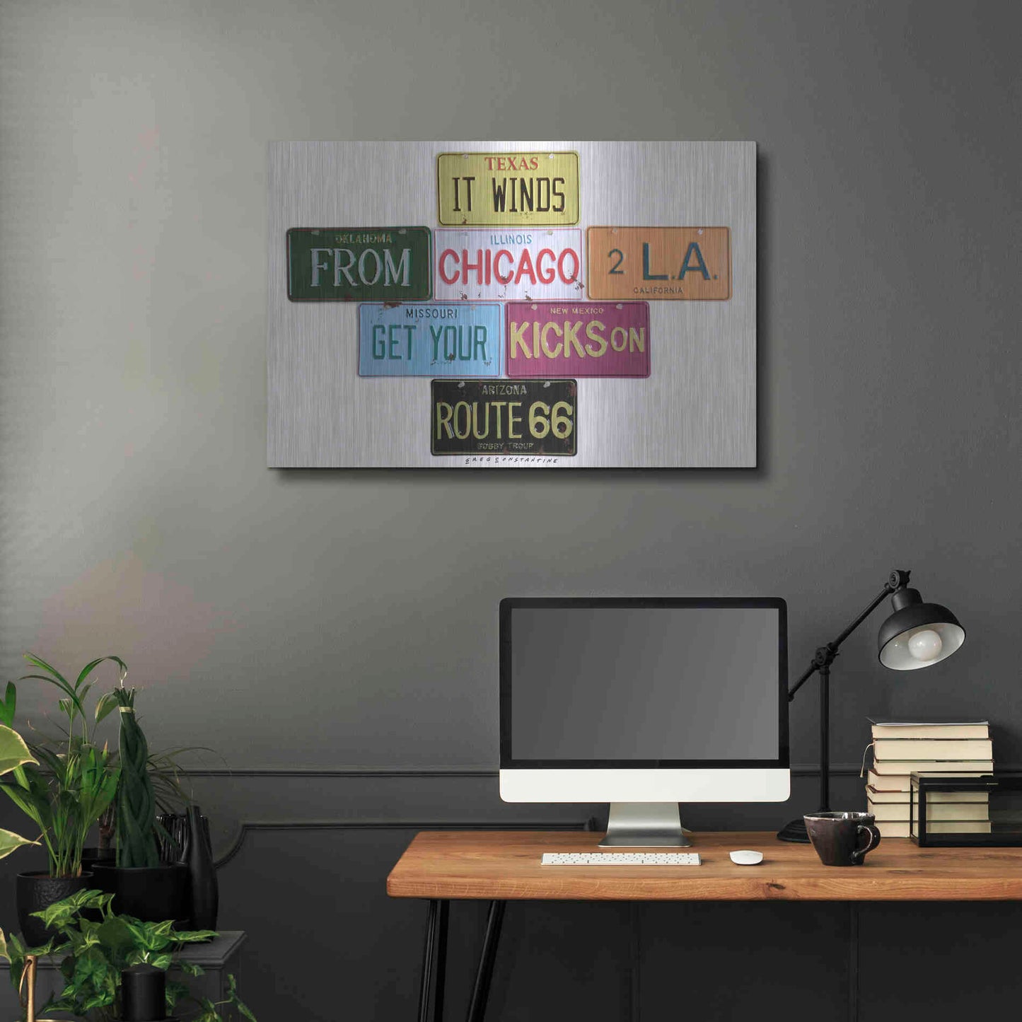 Luxe Metal Art 'Route 66' by Gregory Constantine, Metal Wall Art,36x24