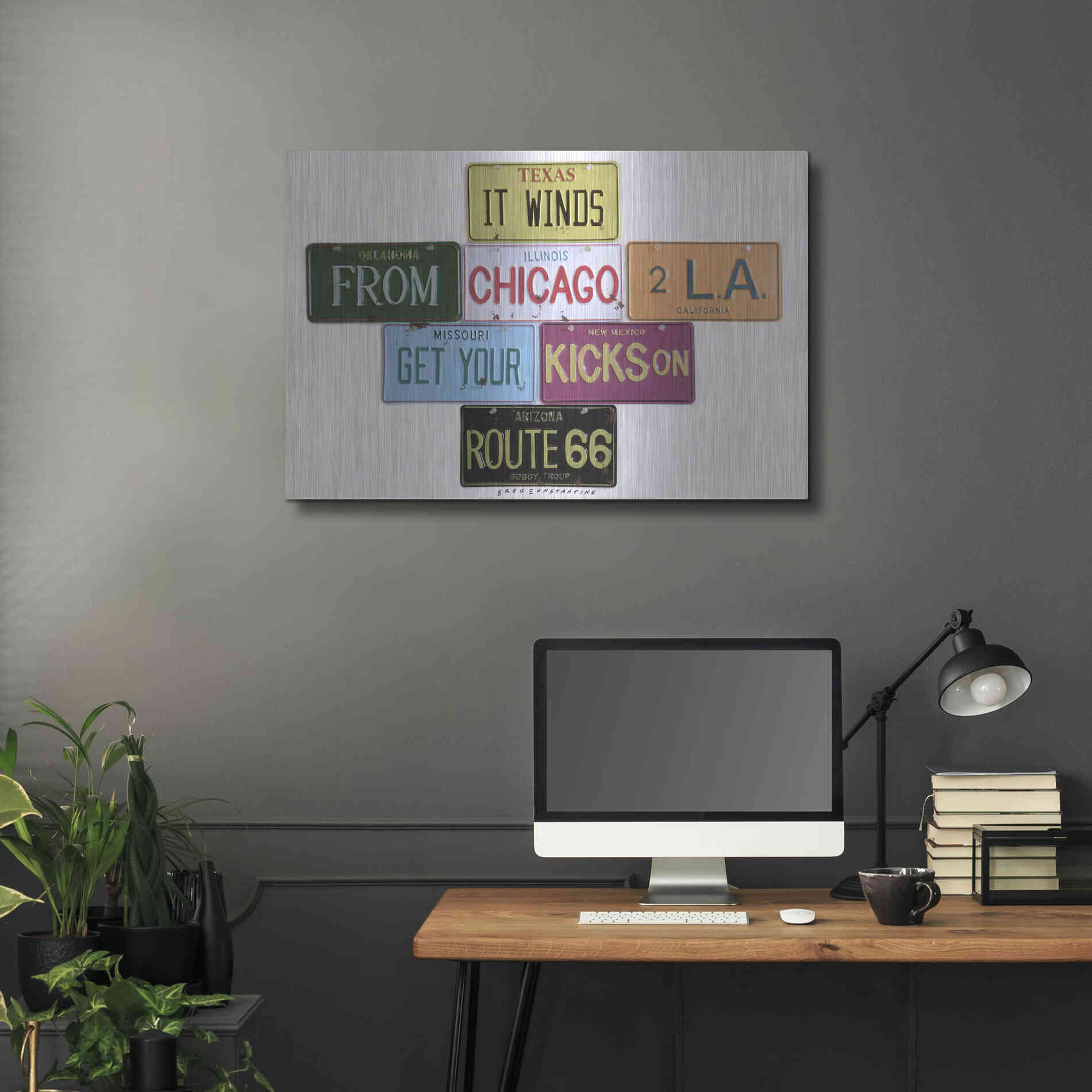 Luxe Metal Art 'Route 66' by Gregory Constantine, Metal Wall Art,36x24
