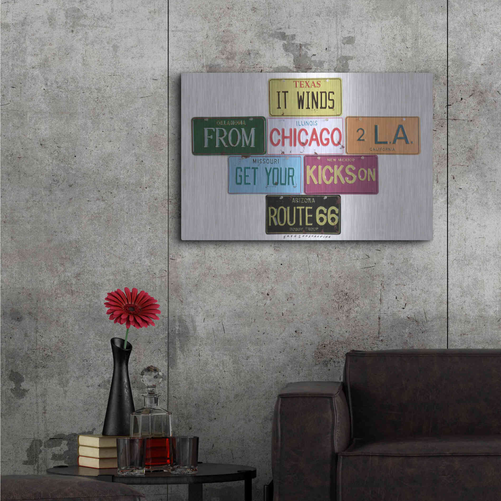 Luxe Metal Art 'Route 66' by Gregory Constantine, Metal Wall Art,36x24