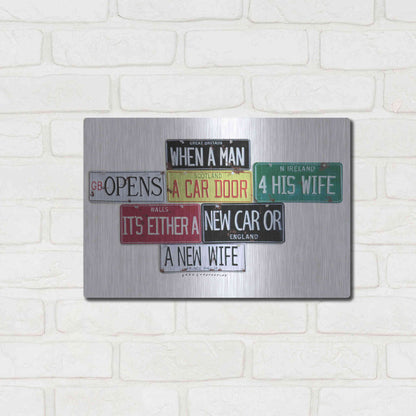 Luxe Metal Art 'Prince Phillip New Car Or New Wife' by Gregory Constantine, Metal Wall Art,16x12