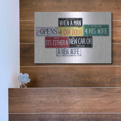 Luxe Metal Art 'Prince Phillip New Car Or New Wife' by Gregory Constantine, Metal Wall Art,16x12