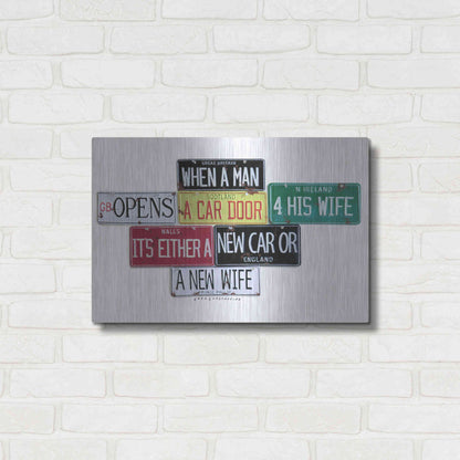 Luxe Metal Art 'Prince Phillip New Car Or New Wife' by Gregory Constantine, Metal Wall Art,24x16
