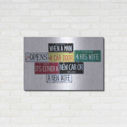 Luxe Metal Art 'Prince Phillip New Car Or New Wife' by Gregory Constantine, Metal Wall Art,36x24