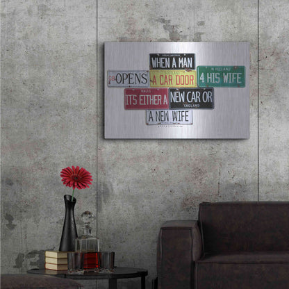 Luxe Metal Art 'Prince Phillip New Car Or New Wife' by Gregory Constantine, Metal Wall Art,36x24