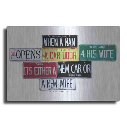 Luxe Metal Art 'Prince Phillip New Car Or New Wife' by Gregory Constantine, Metal Wall Art
