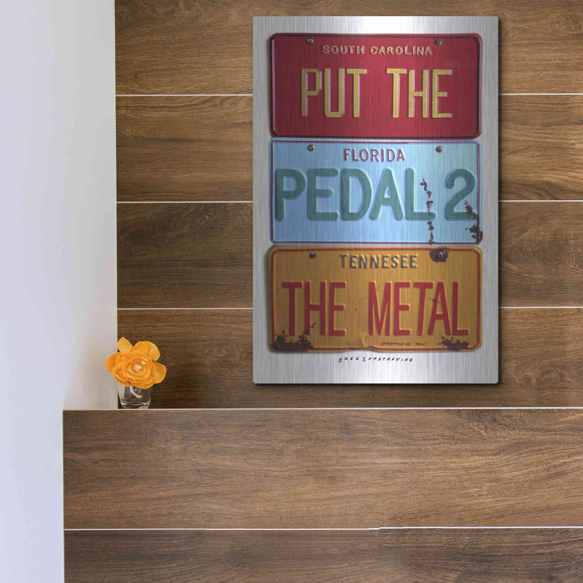Luxe Metal Art 'Pedal 2 The Metal' by Gregory Constantine, Metal Wall Art,12x16
