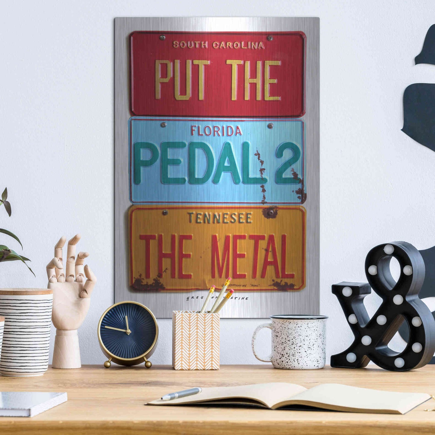 Luxe Metal Art 'Pedal 2 The Metal' by Gregory Constantine, Metal Wall Art,12x16