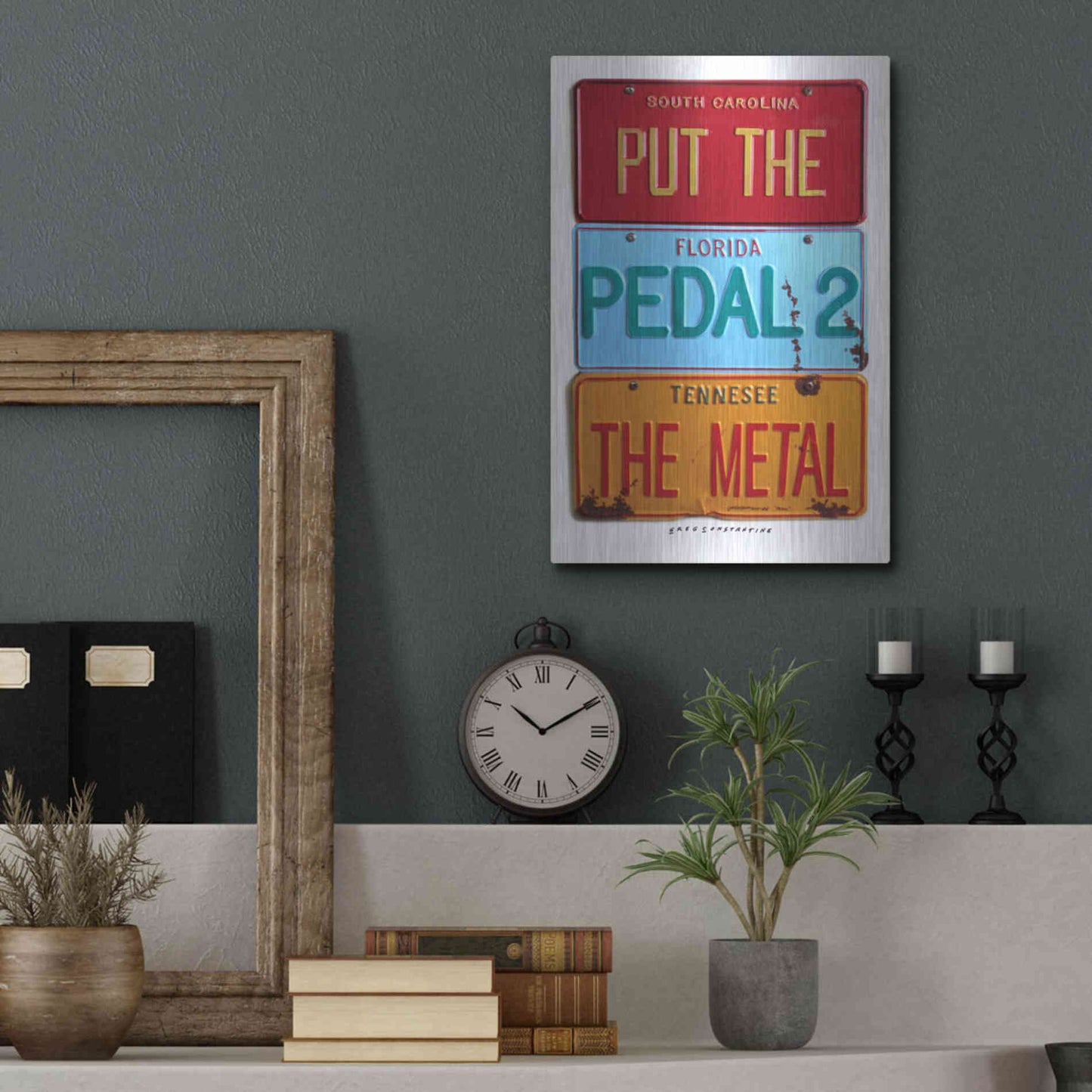 Luxe Metal Art 'Pedal 2 The Metal' by Gregory Constantine, Metal Wall Art,12x16