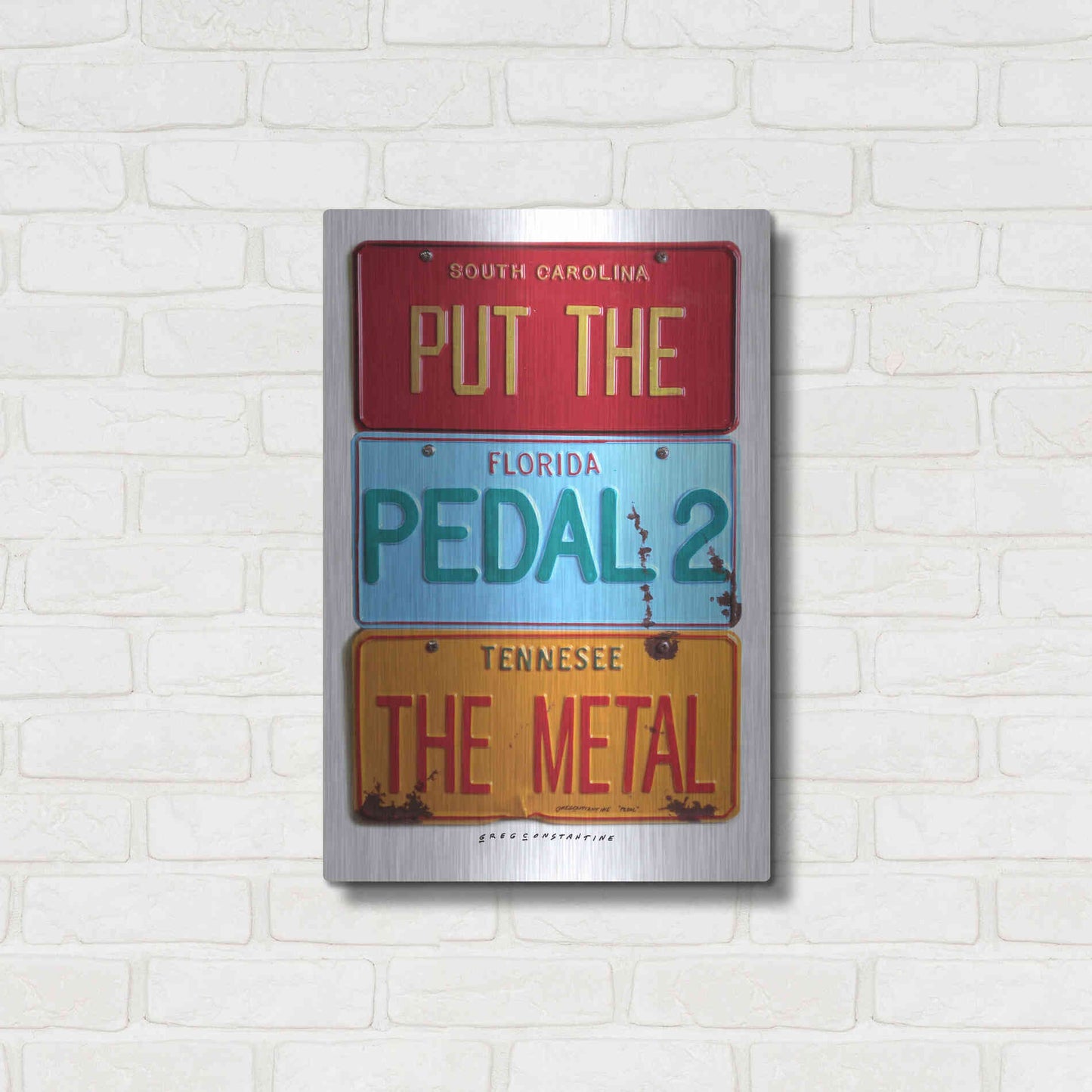 Luxe Metal Art 'Pedal 2 The Metal' by Gregory Constantine, Metal Wall Art,16x24