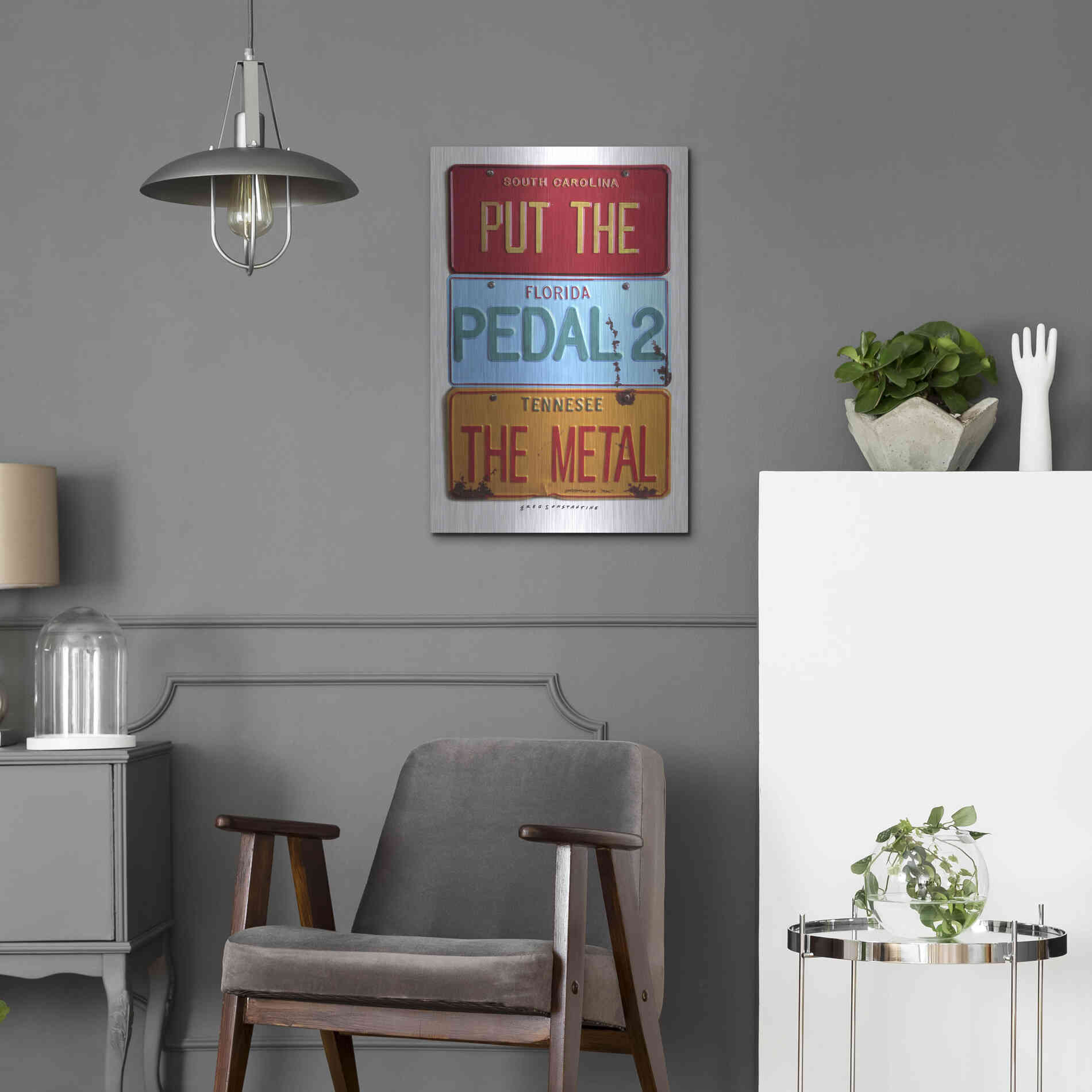 Luxe Metal Art 'Pedal 2 The Metal' by Gregory Constantine, Metal Wall Art,16x24