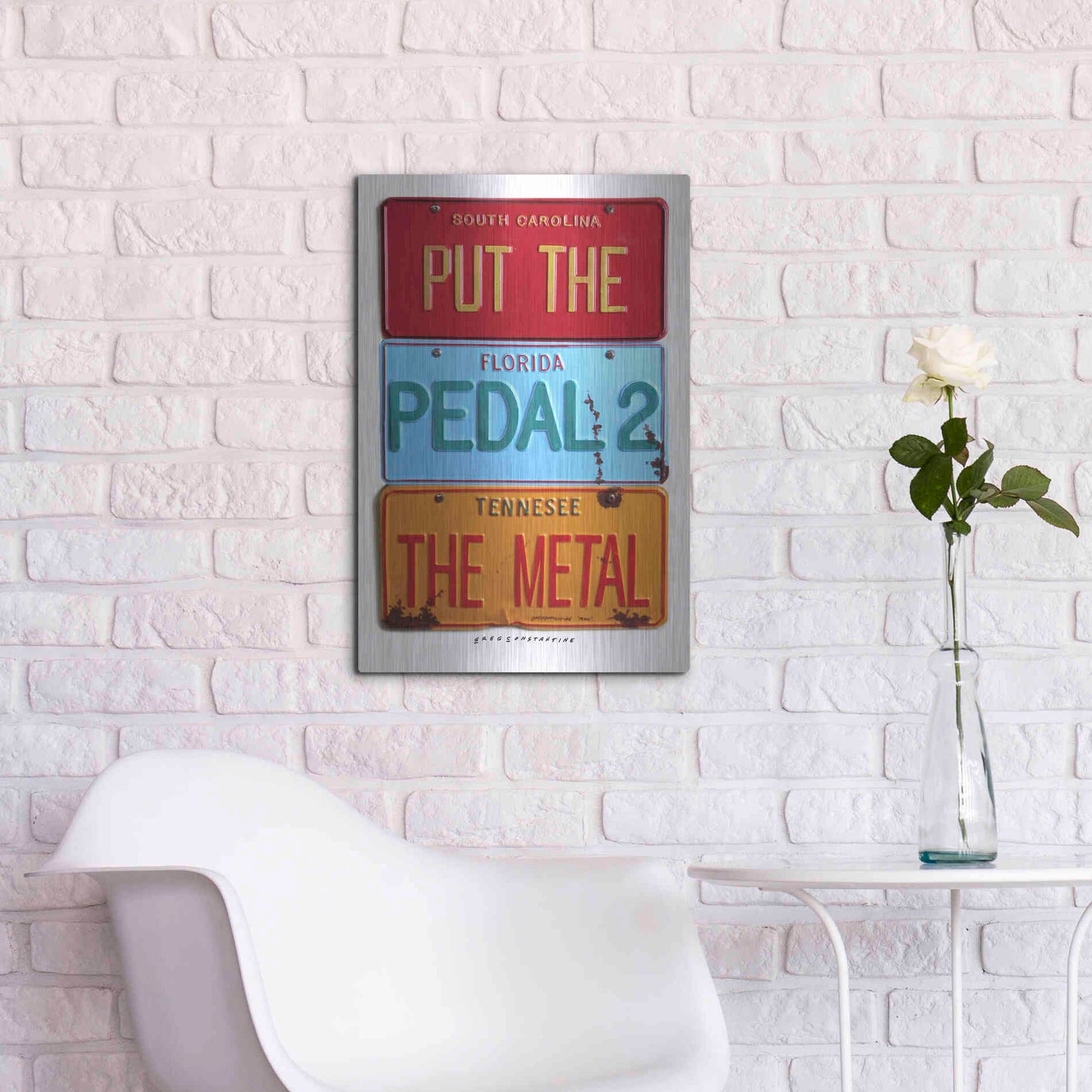 Luxe Metal Art 'Pedal 2 The Metal' by Gregory Constantine, Metal Wall Art,16x24