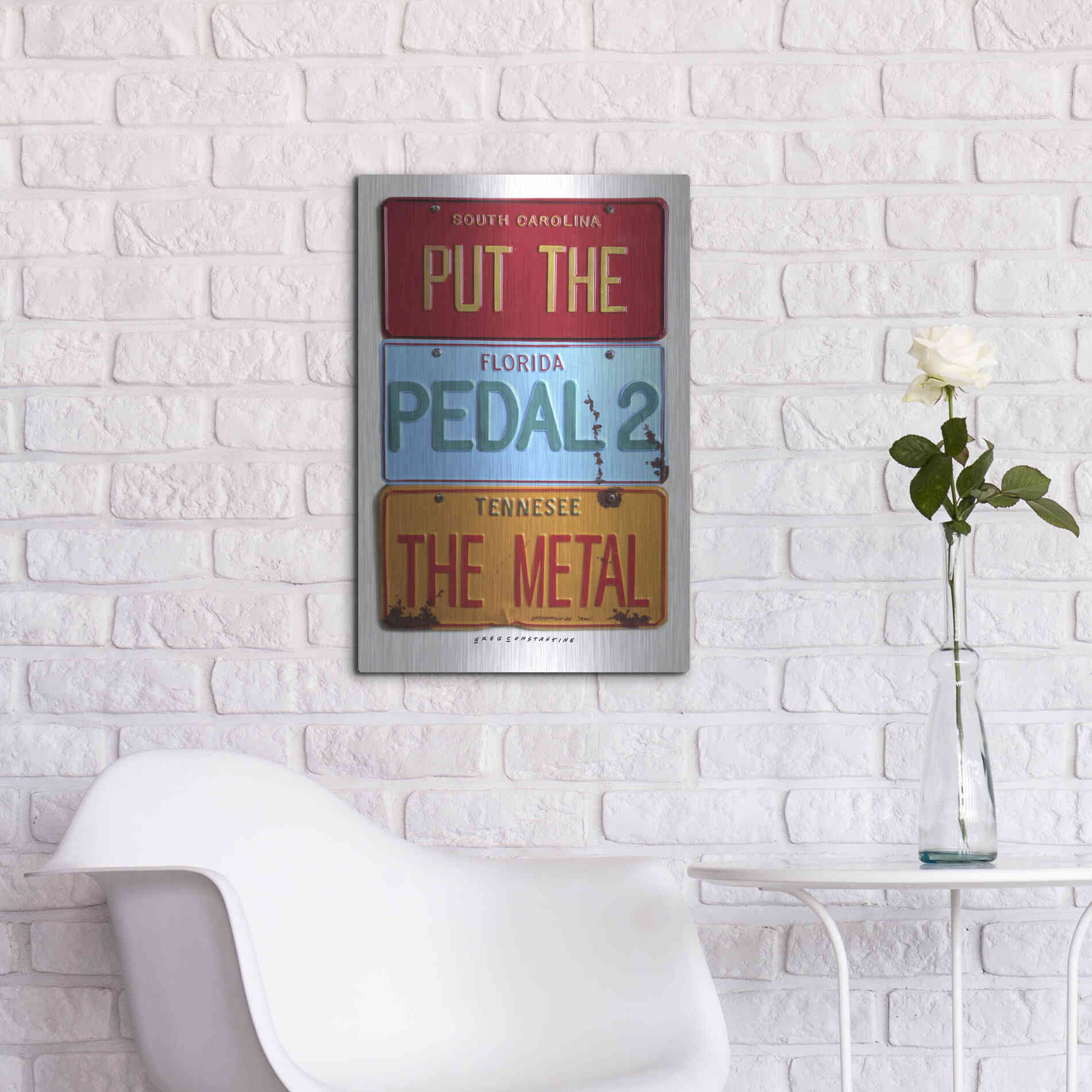 Luxe Metal Art 'Pedal 2 The Metal' by Gregory Constantine, Metal Wall Art,16x24
