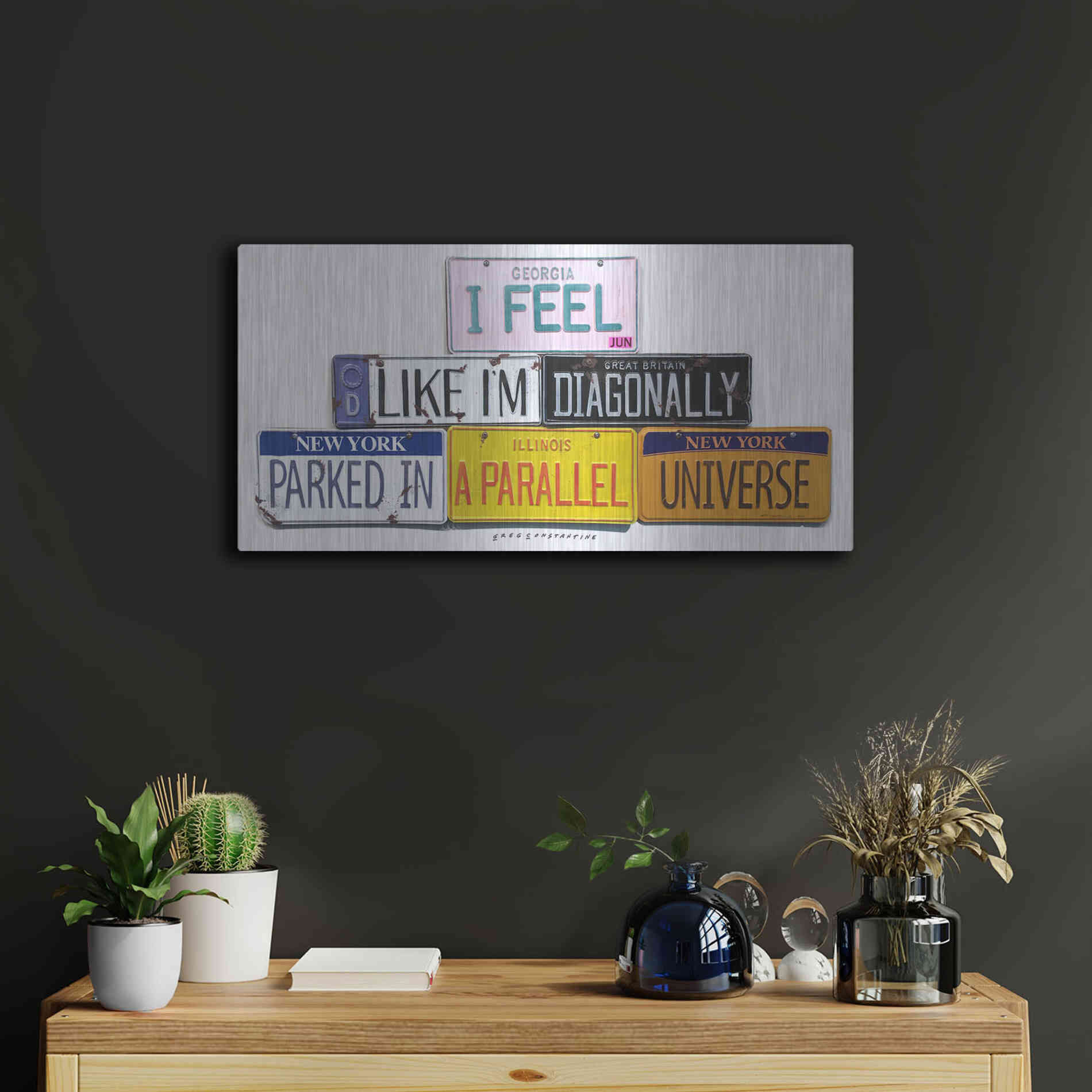 Luxe Metal Art 'Parallel Universe' by Gregory Constantine, Metal Wall Art,24x12