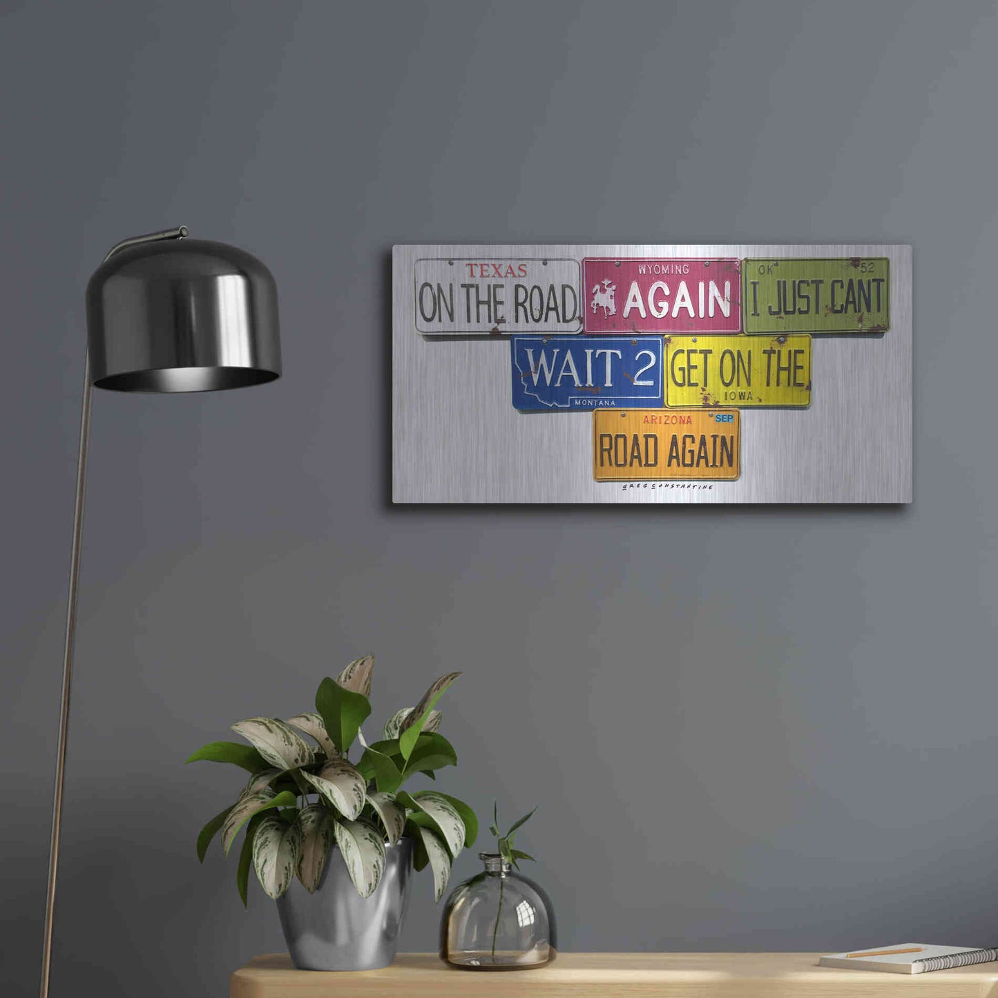 Luxe Metal Art 'On The Road Again' by Gregory Constantine, Metal Wall Art,24x12