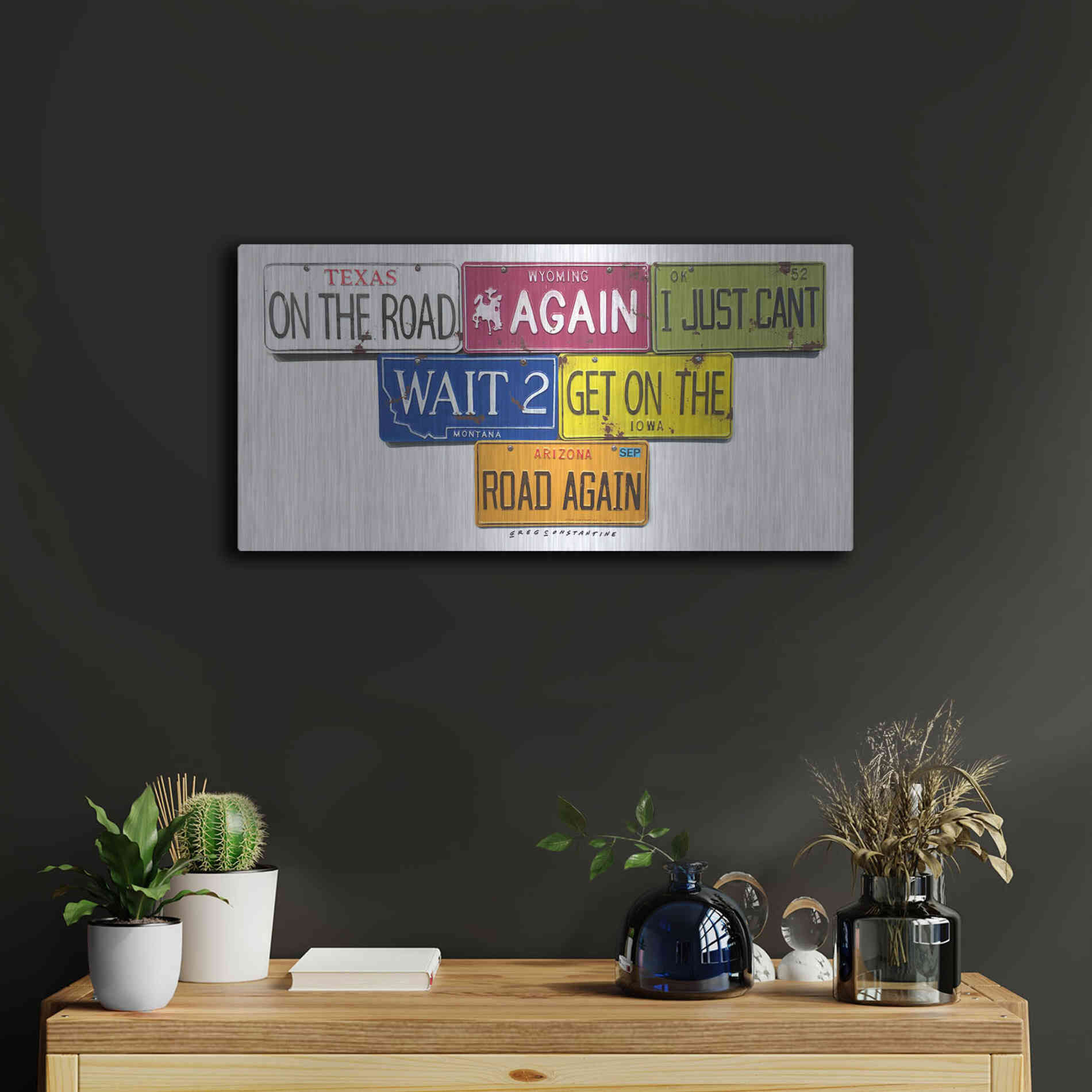 Luxe Metal Art 'On The Road Again' by Gregory Constantine, Metal Wall Art,24x12