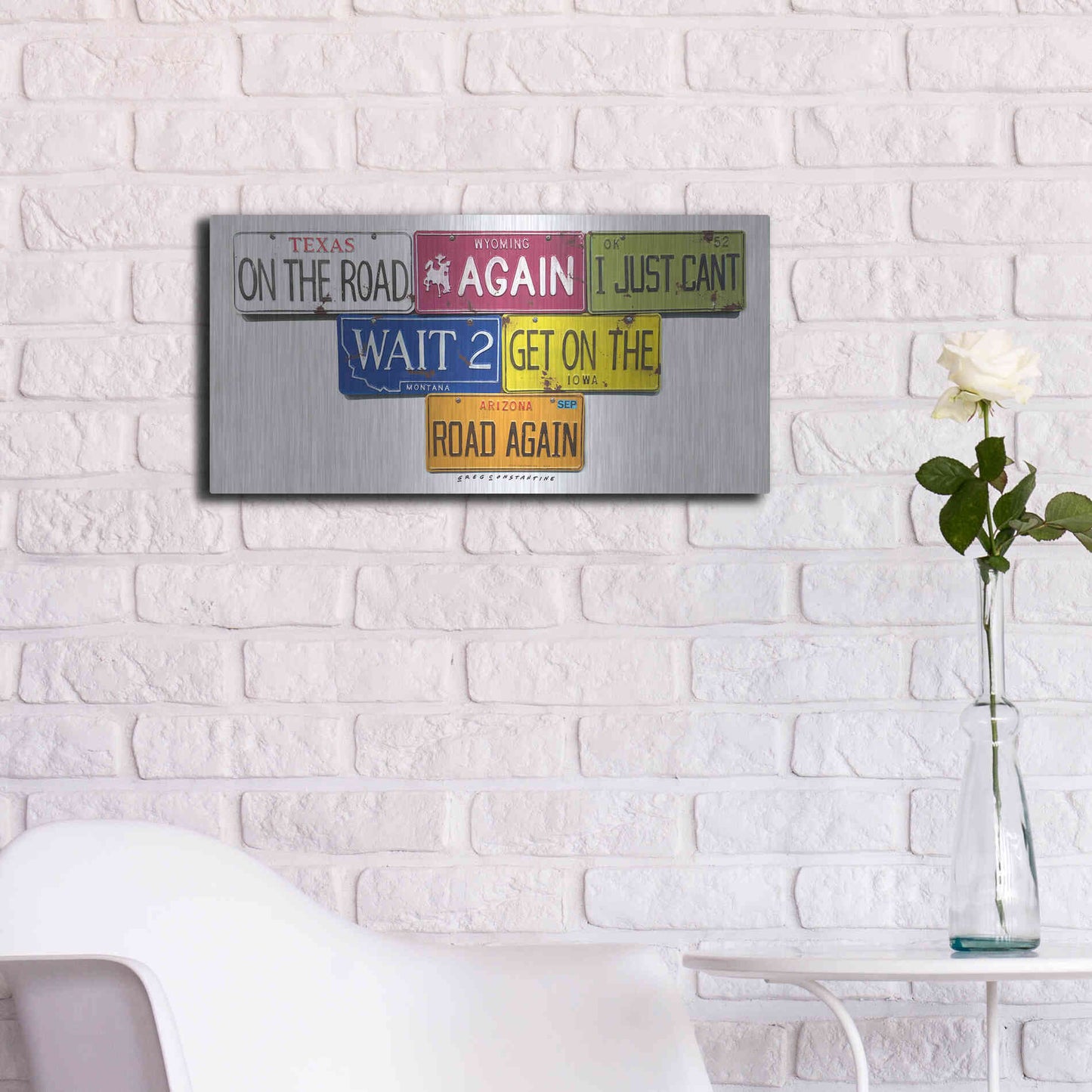 Luxe Metal Art 'On The Road Again' by Gregory Constantine, Metal Wall Art,24x12